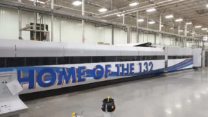 Home of the 132 graphic on industrial factory equipment
