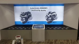 PACCAR Engines Powered By Quality backlit display wall
